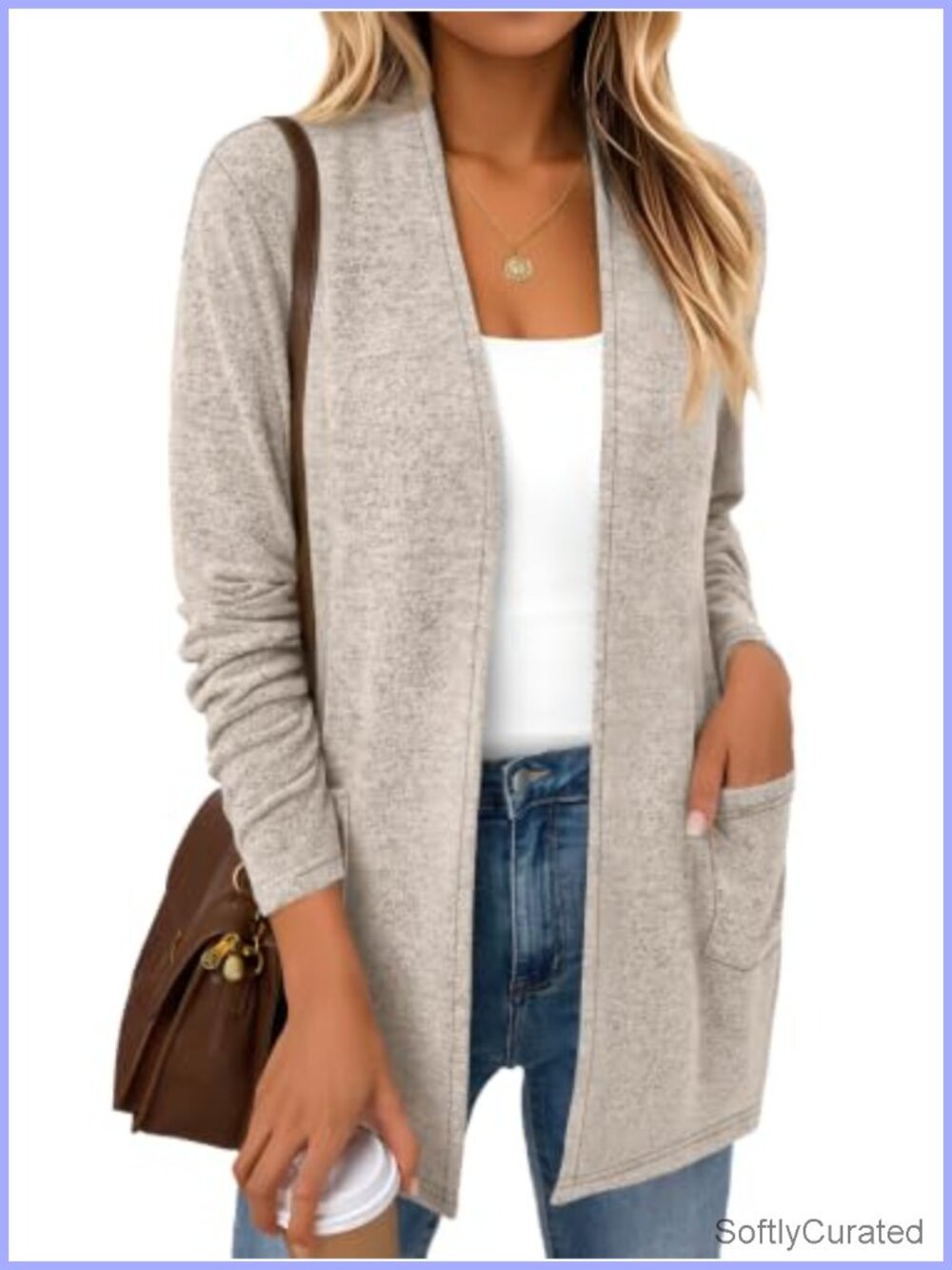 Womens Lightweight Open Front Long Cardigan Longline Pockets Casual Layering